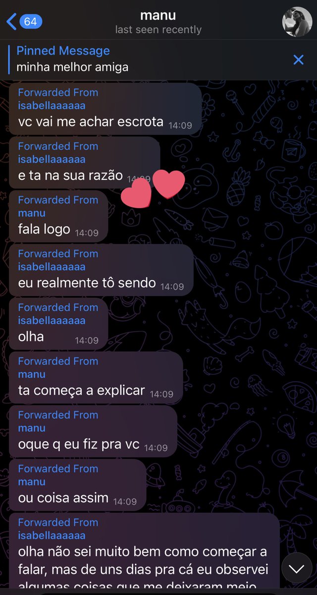 n vou deixar ngm falar da manu desse jeito, a sua filha assumiu mais de uma vez q tava sendo escrota escolhendo deserdar ela. a menina tem total direito de ficar mal com isso, n sei em q momento a situação virou briguinha pra tu vir em tl falar disso, quer atenção?