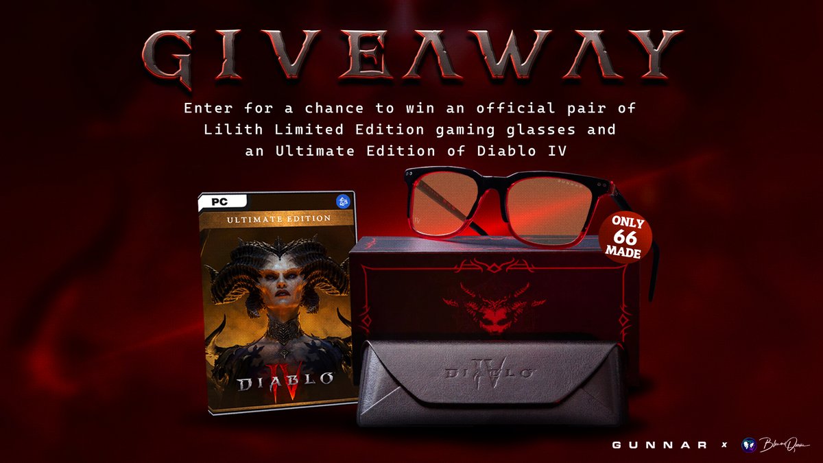 We're teaming up with <a href="/GUNNAROptiks/">GUNNAR Optiks</a> and Blizzard to #giveaway a limited edition of #DiabloIV Lilith Gaming Glasses and an Ultimate Edition Game! #ad

▸ Only 66 ever made ◂

🔥 Follow <a href="/BlueandQueenie/">Simon Blue</a>
🔥 Follow <a href="/QueenieandBlue/">Row Queenie 🏳️‍🌈</a>
➡️ Enter at blueandqueenie.com/giveaway