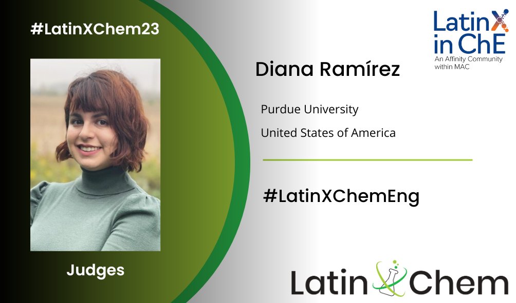 Hello! I am Diana Ramirez 🇨🇴, and I am so happy to participate as a judge in the  #LatinXChem23 ,  and proud to be part of #LatinXChemEng ,@LatinXinChE. Reach out to me if you are interested in bio catalysis and renewable energies.