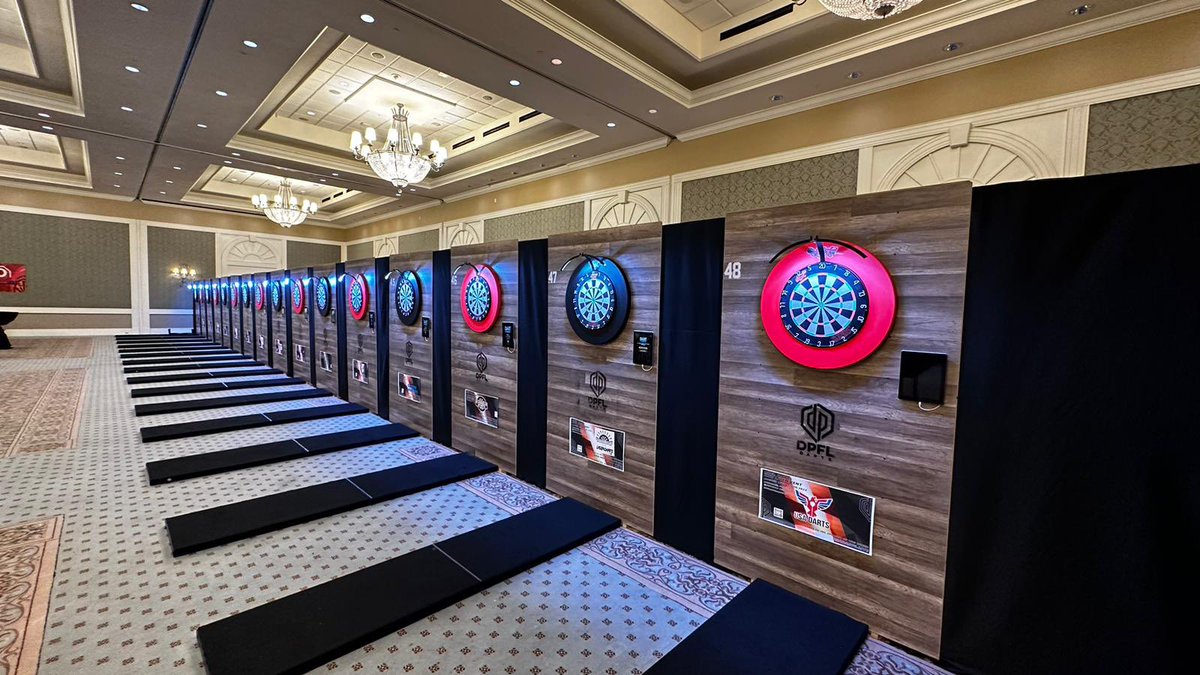 Shot_Darts's tweet photo. Set up is looking great with Shot Bandits & Surround at DPFL Florida this weekend 🎯 #darts #DPFL #shootwell #shotdartstribe https://t.co/0tnpYtoMCl