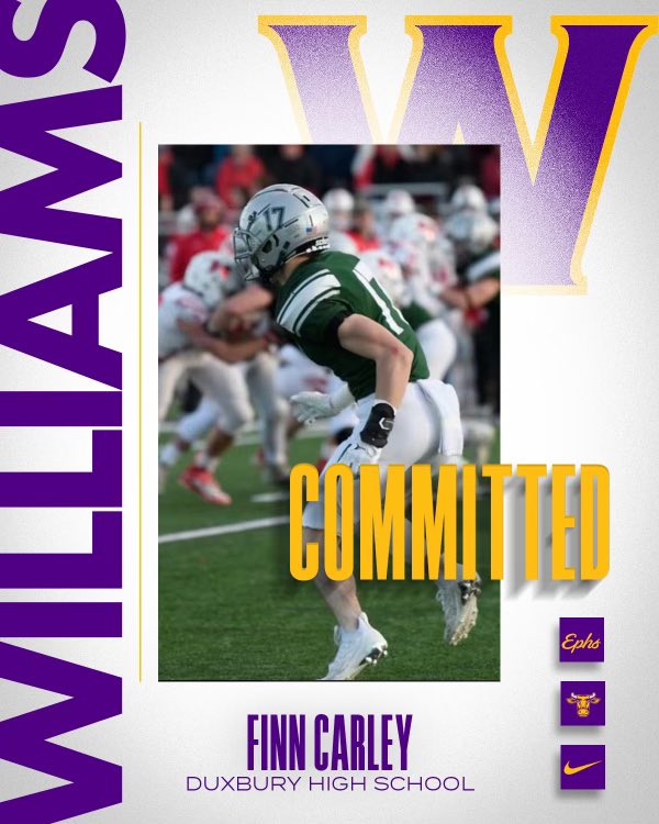 Extremely excited to announce my commitment to the admissions process at Williams College! Thank you to all my teammates, coaches and especially my family for helping me get here. #goephs #573 @CoachHennessey @Coach_Miggs @WilliamsEphsFB @DuxHSFootball