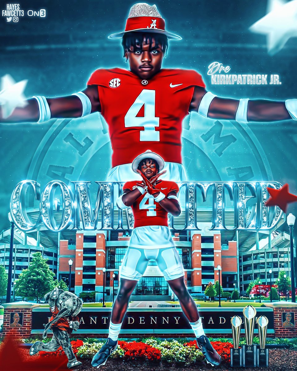 BREAKING: Class of 2024 Safety Dre Kirkpatrick Jr. tells me he has Committed to Alabama! The 6’0 190 S from Gadsden, AL chose the Crimson Tide over Missouri, Auburn, & others Is the son of former Alabama DB & 2012 NFL Draft 1st rounder Dre Kirkpatrick on3.com/college/alabam…