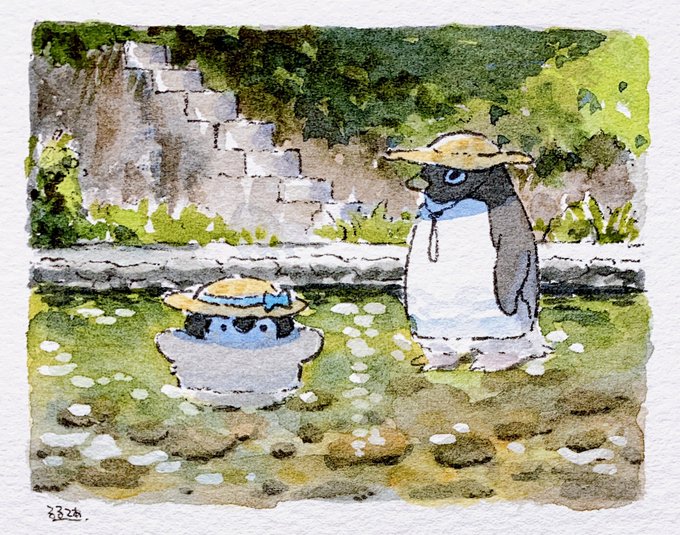 「penguin watercolor (medium)」 illustration images(Latest)｜4pages