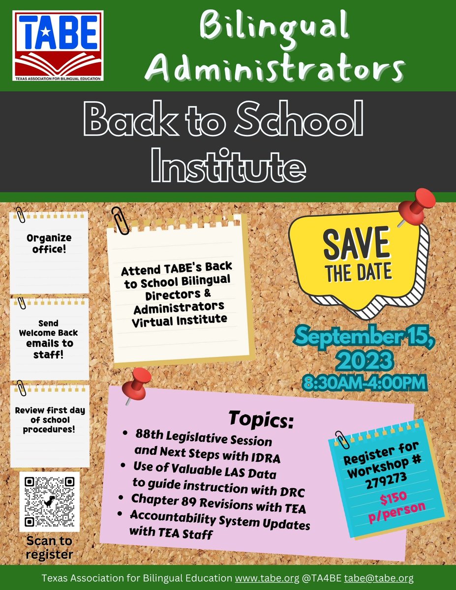 TA4BE's tweet photo. Come join us to learn more about #Ch89, bilingual #legislation, #LAS Data, and State Accountability at our annual VIRTUAL Back to School #Bilingual Admin Institute! @teainfo, @IDRAedu &amp; @DRC_LASLinks will be with us on 09/15! Don't delay! Register today! https://t.co/wAkcnq7maq https://t.co/vZwl7Z4T4B