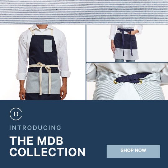 CaysonUSA's tweet photo. We’re SO excited to launch the new MDB Collection in collaboration with Chef Mark Daniel Bolchoz Jr. 🙌 We can’t get enough of these aprons and we know you’re going to love them! A percentage of all sales goes to Chef’s choice in charity, @FirstTeeCHS https://t.co/tVKJ0XMf2r