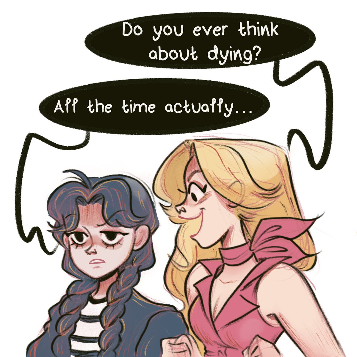 A little Wednesday and Barbie crossover fanart