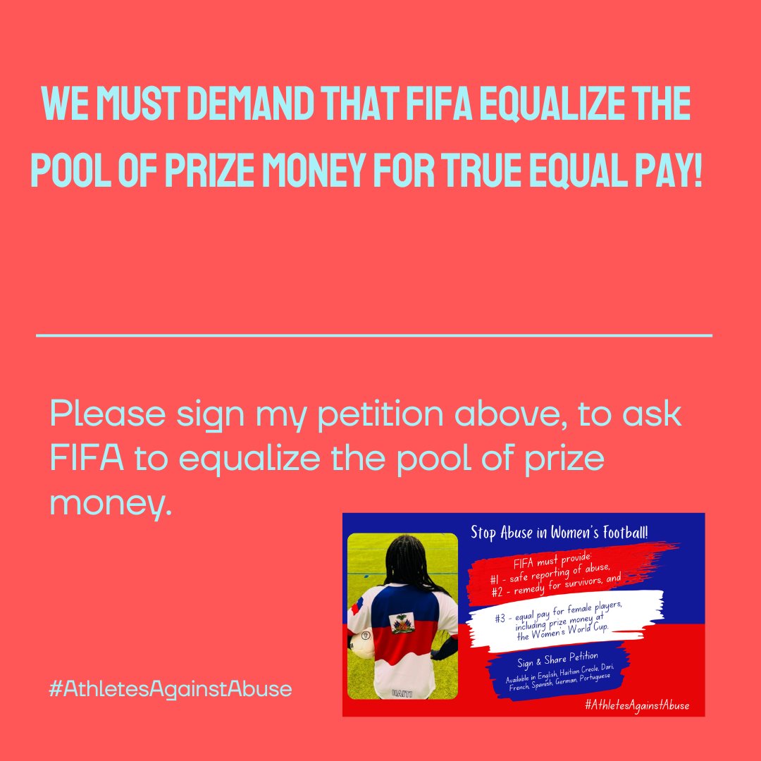 BarayaLouis's tweet photo. Let's celebrate @Lionesses and @SEFutbolFem but also fight for these women to be paid the same amount as men for doing the same job.

Please sign my petition to demand that FIFA equalize the pool of World Cup prize money.

➡️https://t.co/1nTR5uVOA6

#AthletesAgainstAbuse https://t.co/BaRyTyGUcK