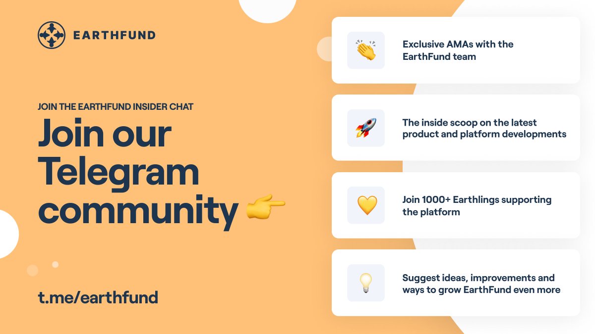 Want to stay up-to-date on the latest EarthFund news, have in-depth discussions with the EarthFund team, and more?

Join us on Telegram👇
t.me/earthfund