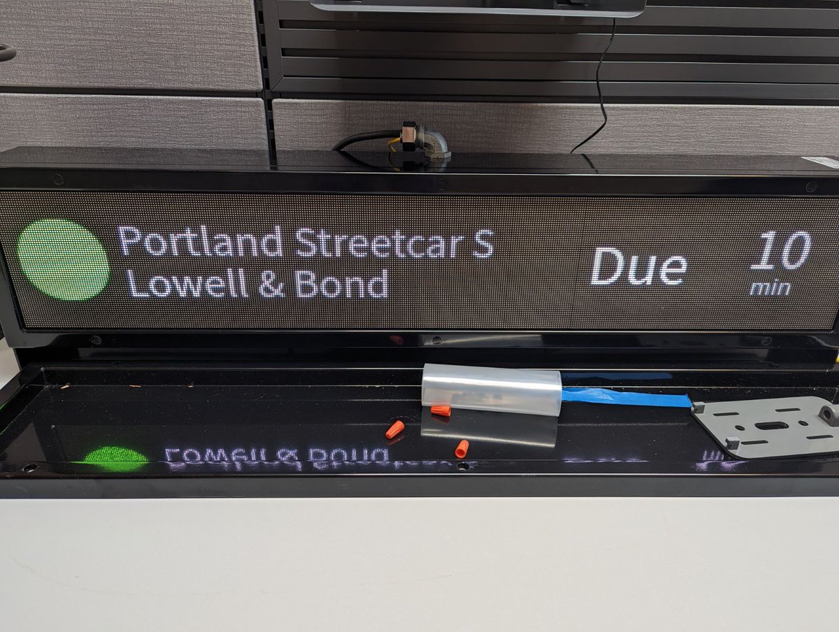 Streetcar arrivals tracking sign.