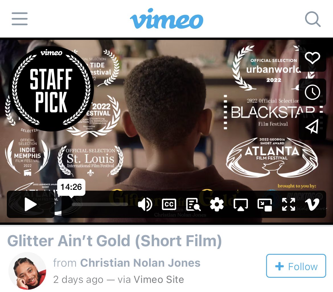 What a week! 🥹🥰✨😫🙏🏾
The Hollywood Reporter and #vimeostaffpick