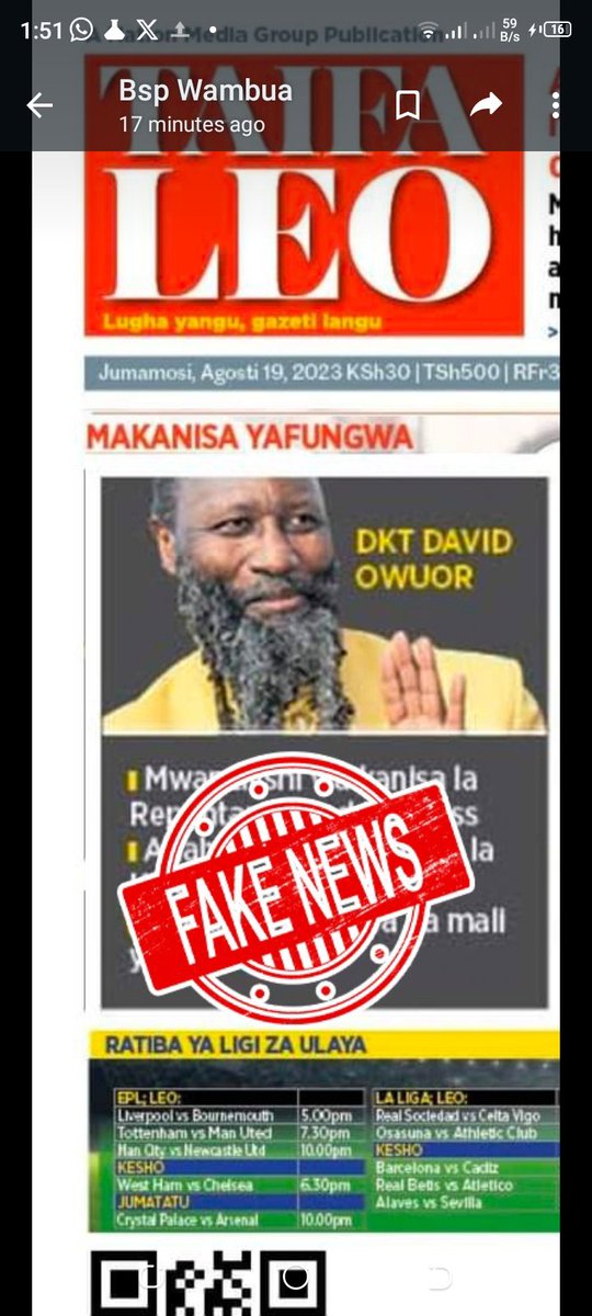 #TaifaLeoFakeNews  how can you stoop to low,and publish outright lies and fake news,is it too hard to authenticate your news?What is your code of conduct, where are your ethics how can you publish outright lies,malice defamation and reckless news!!Who will trust you anymore?Shame