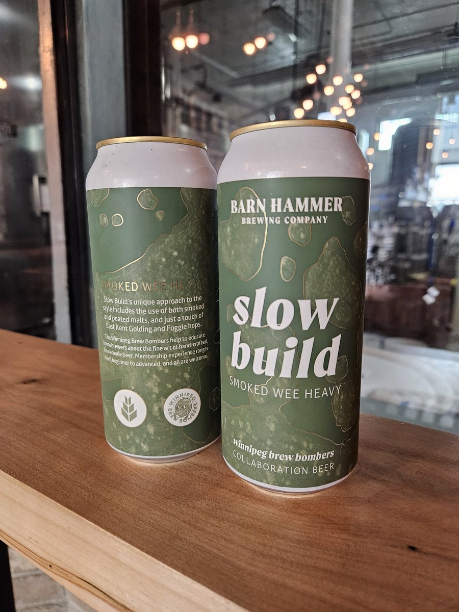 WpgBrewBombers's tweet photo. Tomorrow is the big launch of #SlowBuild - a smoked Wee Heavy we made with @BarnHammerBeer back in January based on one of our members' recipes.
It will be available in cans and on tap.
They are open from 12-11pm. https://t.co/p67xR8VyXv