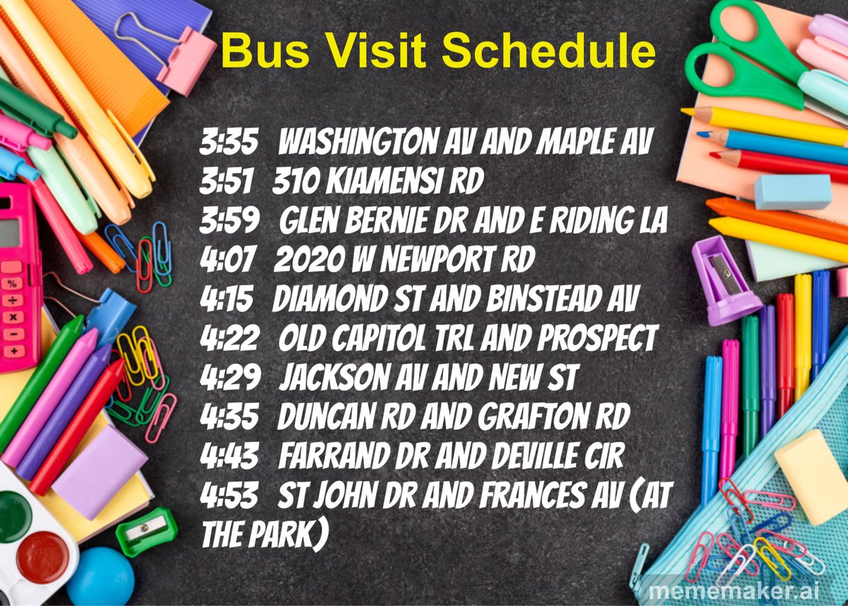 The Mote staff is excited to announce we will be visiting your neighborhoods by bus Monday afternoon!

The route is provided below.  We will be at each stop for about 5 minutes, but will be unable to get off the bus.  We hope to see many of our families! 🚌<a href="/RedClaySchools/">Red Clay Consolidated School District</a>