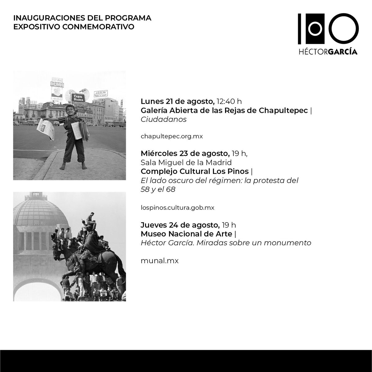 cimagen's tweet photo. #HéctorGarcía100Años
¡Únete a la conmemoración por el centenario del natalicio de Héctor García!

Serán nueve exposiciones en diversos museos y recintos culturales de la capital del país que conmemoran el legado artístico y documental de "El fotógrafo de la ciudad". https://t.co/HwO4n1OeJI