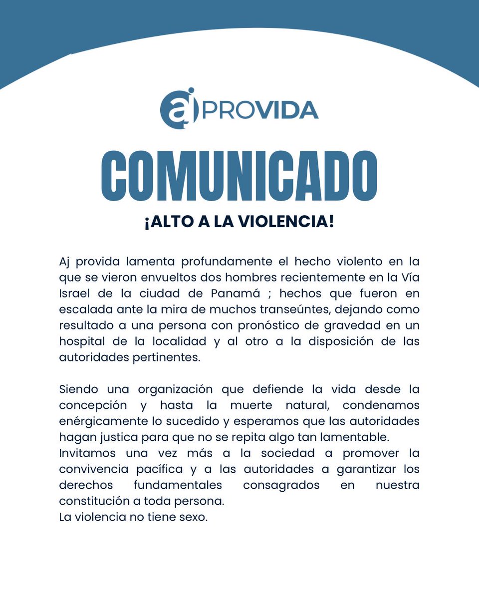 AjProvida's tweet photo. Comunicado

¡Alto a la Violencia!

#LaViolenciaNoTieneSexo https://t.co/51tFRweN4R
