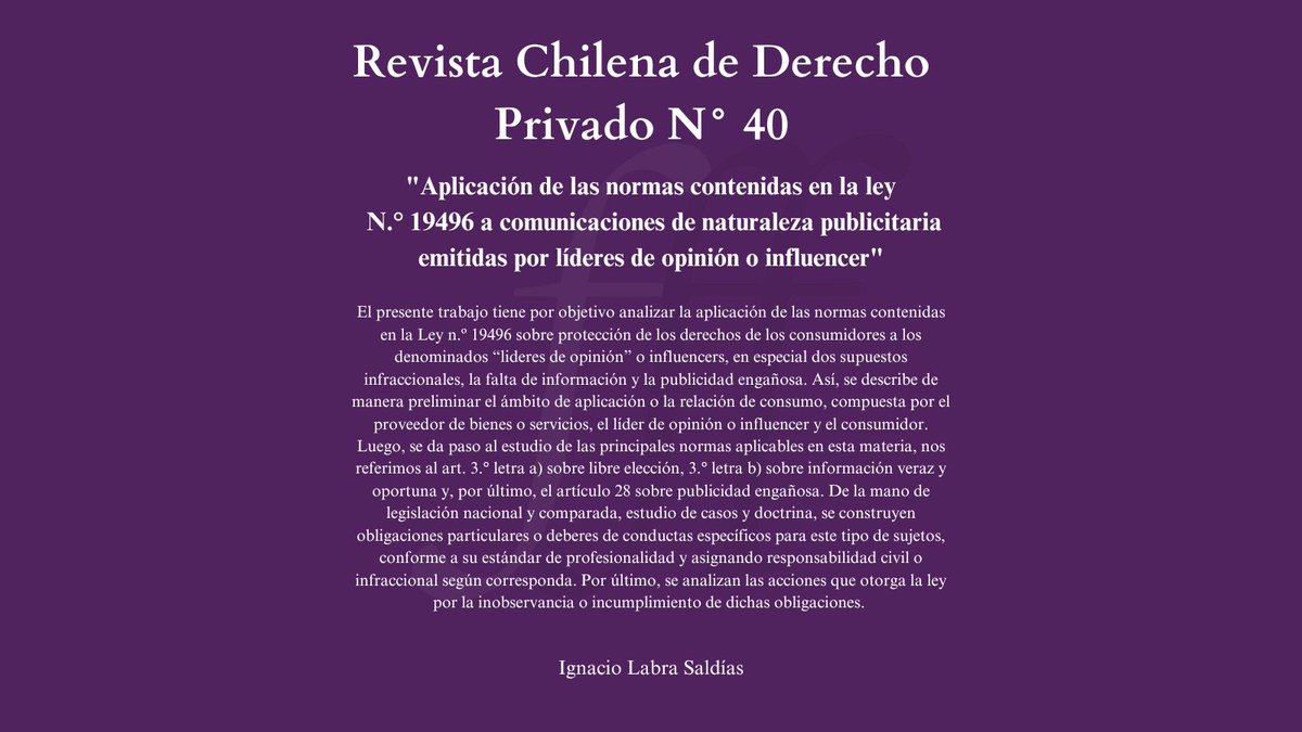 Les invitamos a revisar el  artículo publicado en la Revista Chilena de Derecho Privado número 40 del autor Ignacio Labra Saldías en el siguiente link:
rchdp.udp.cl/index.php/rchd…