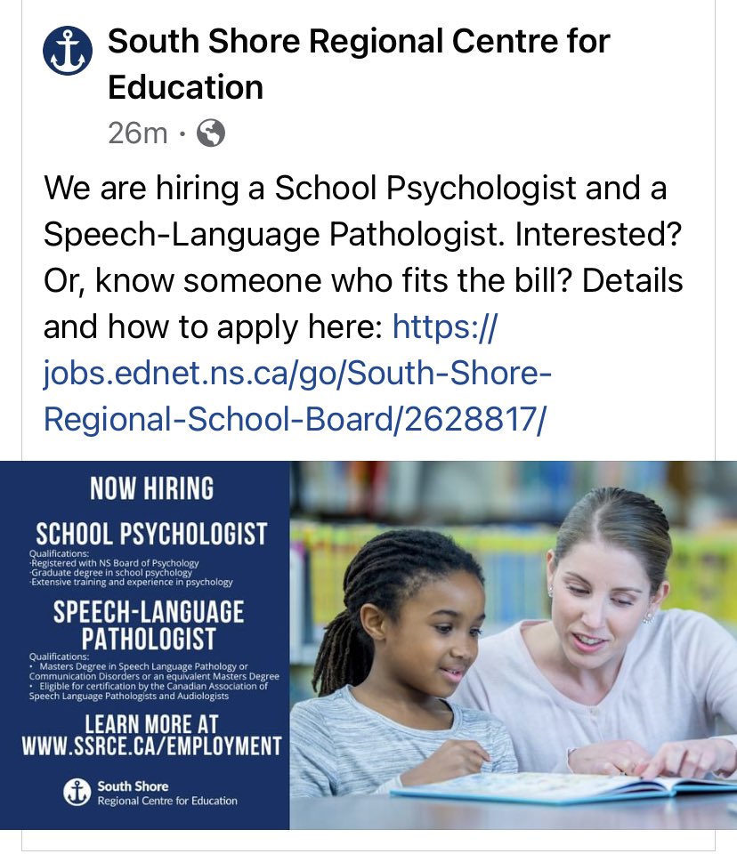 Come work with us  on the South Shore of Nova Scotia! #speechpathology #schoolpsychologist #speechlanguagepathology #speechtherapy #speech #novascotia