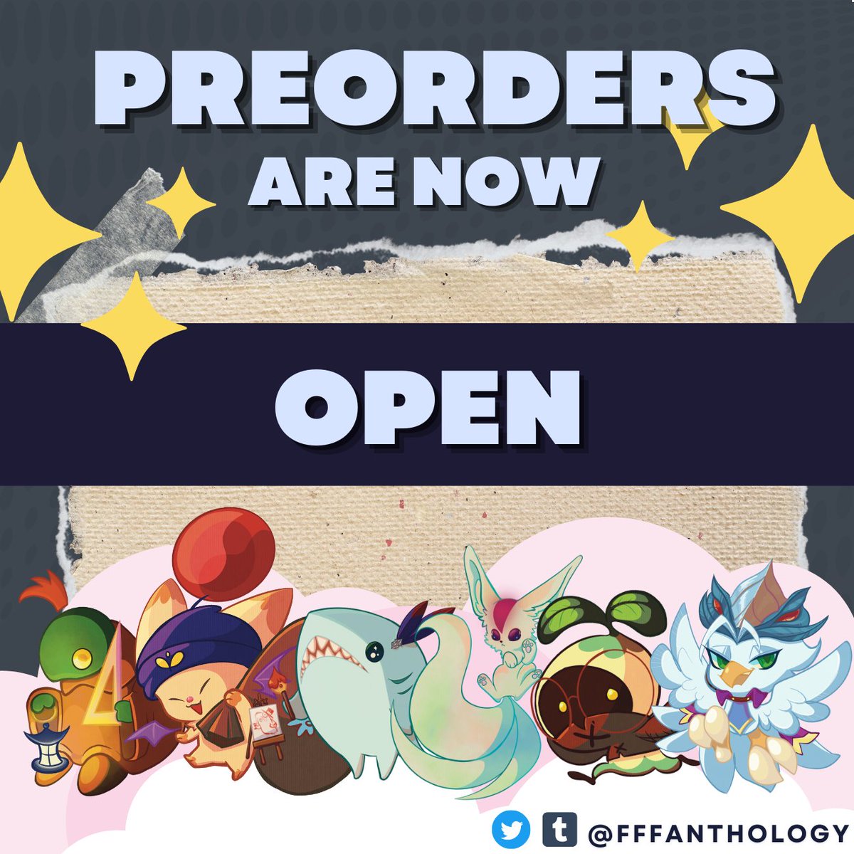 💎Pre-Orders Open - Aug 18th - Sept 18th 💎

Our shop is finally open! Featuring all the beautiful work our team has made in the past months. Our zine covers FFI-XV, Type-0, Crystal Chronicles, X-2 and Crisis Core!

fffanthology.bigcartel.com  
Bundle details in the thread below.