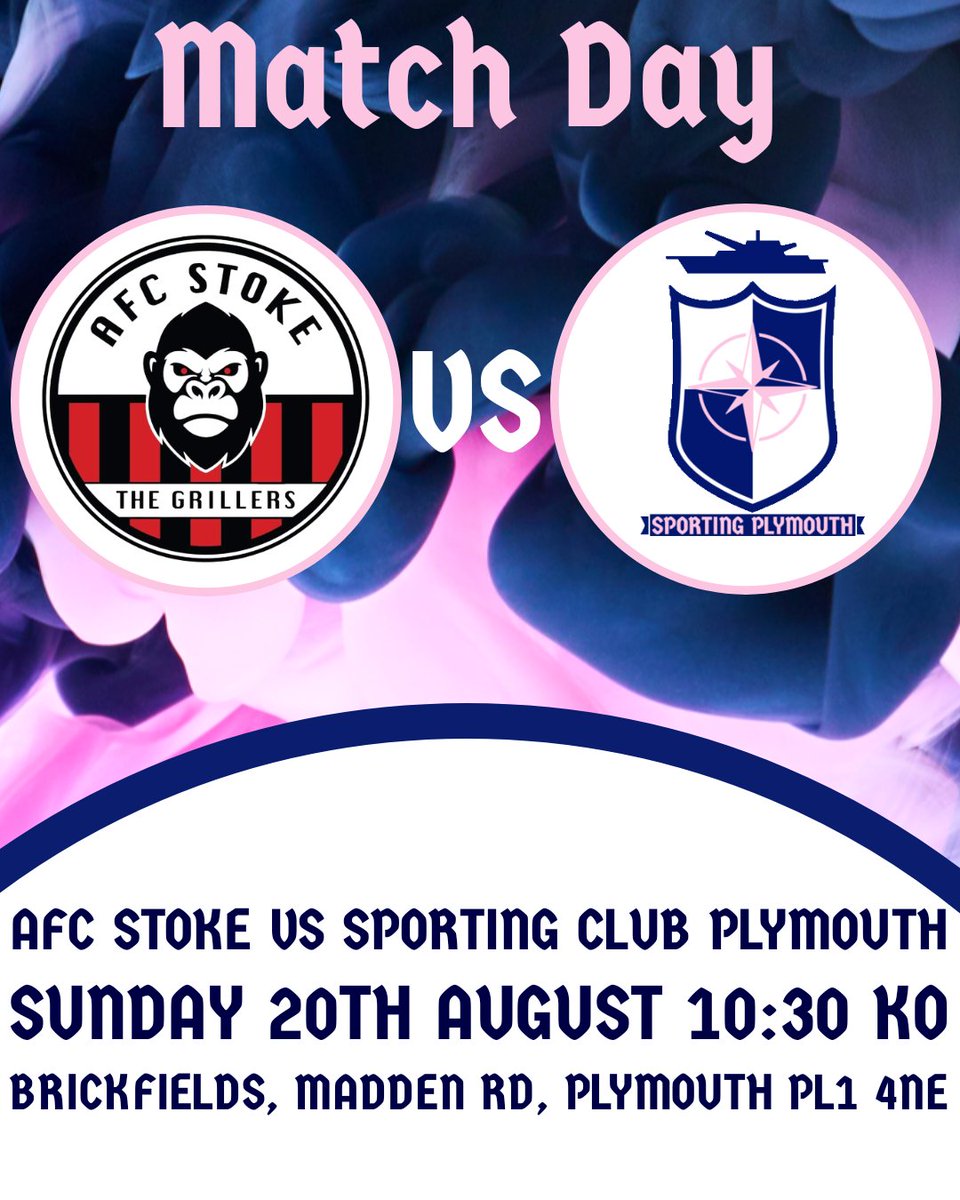 Here we go!Our opening league fixture as a brand new club against a tough AFC Stoke side, who have achieved a double promotion👏👏
Rule changes means that we start life in div1 but we are not fazed!We are ready to compete and hold our own💪
🩷💙
#plymouthfootball
