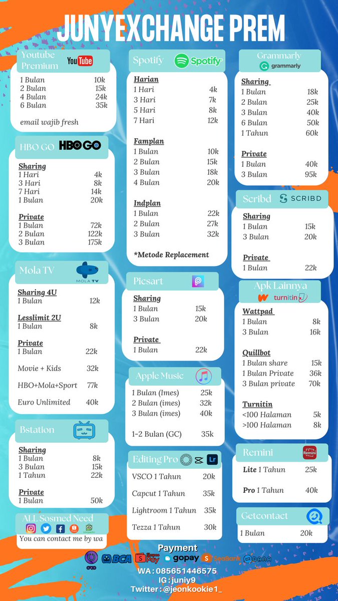 Jual netflix, canva, we tv, vidio dll

Dm: <a href="/jeonkookie1_/">Junyyy</a>