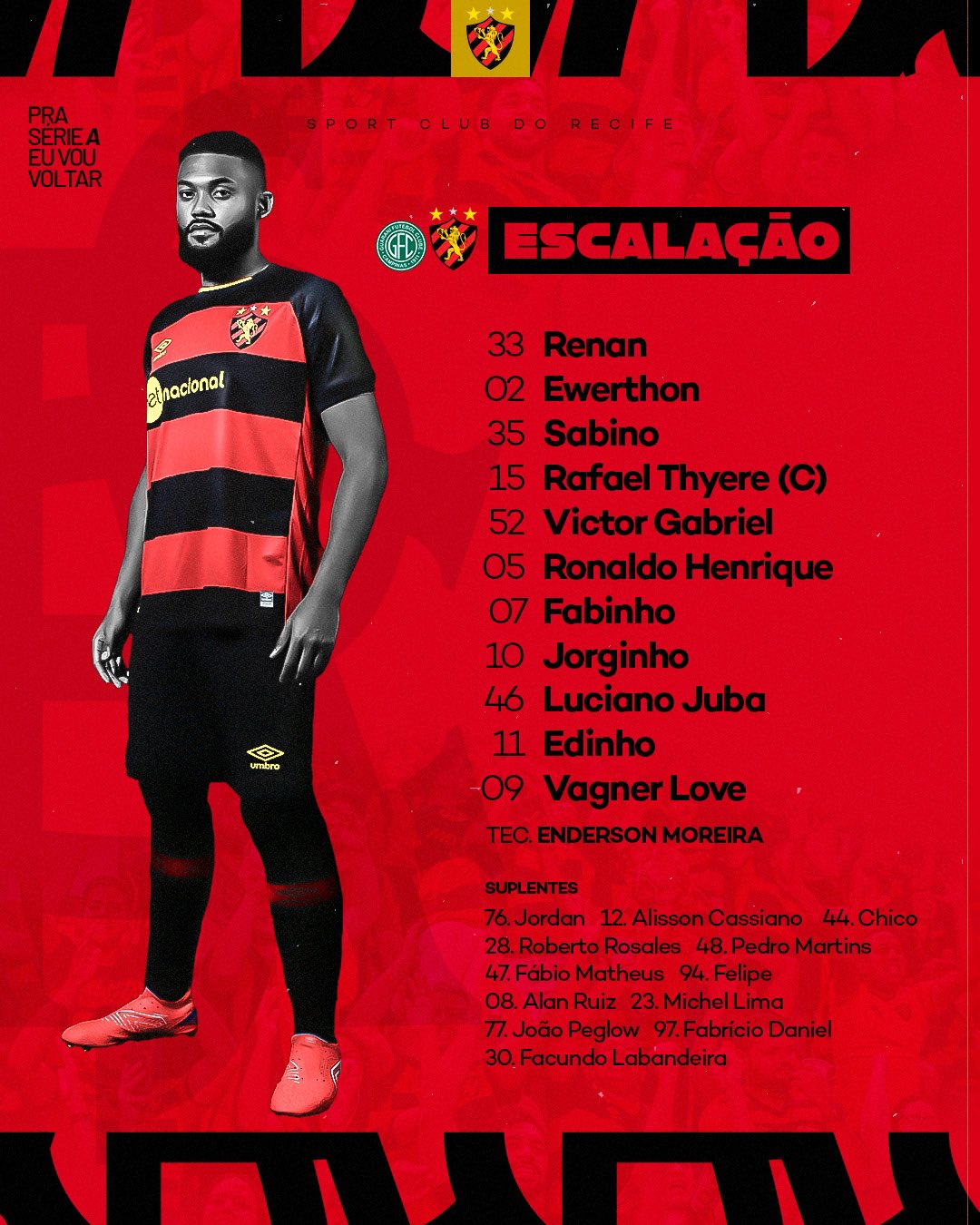 Sport Club do Recife on X: LEÃO ESCALADO! 🦁📝 #SPTxSER #LeãoNoNordestão   / X