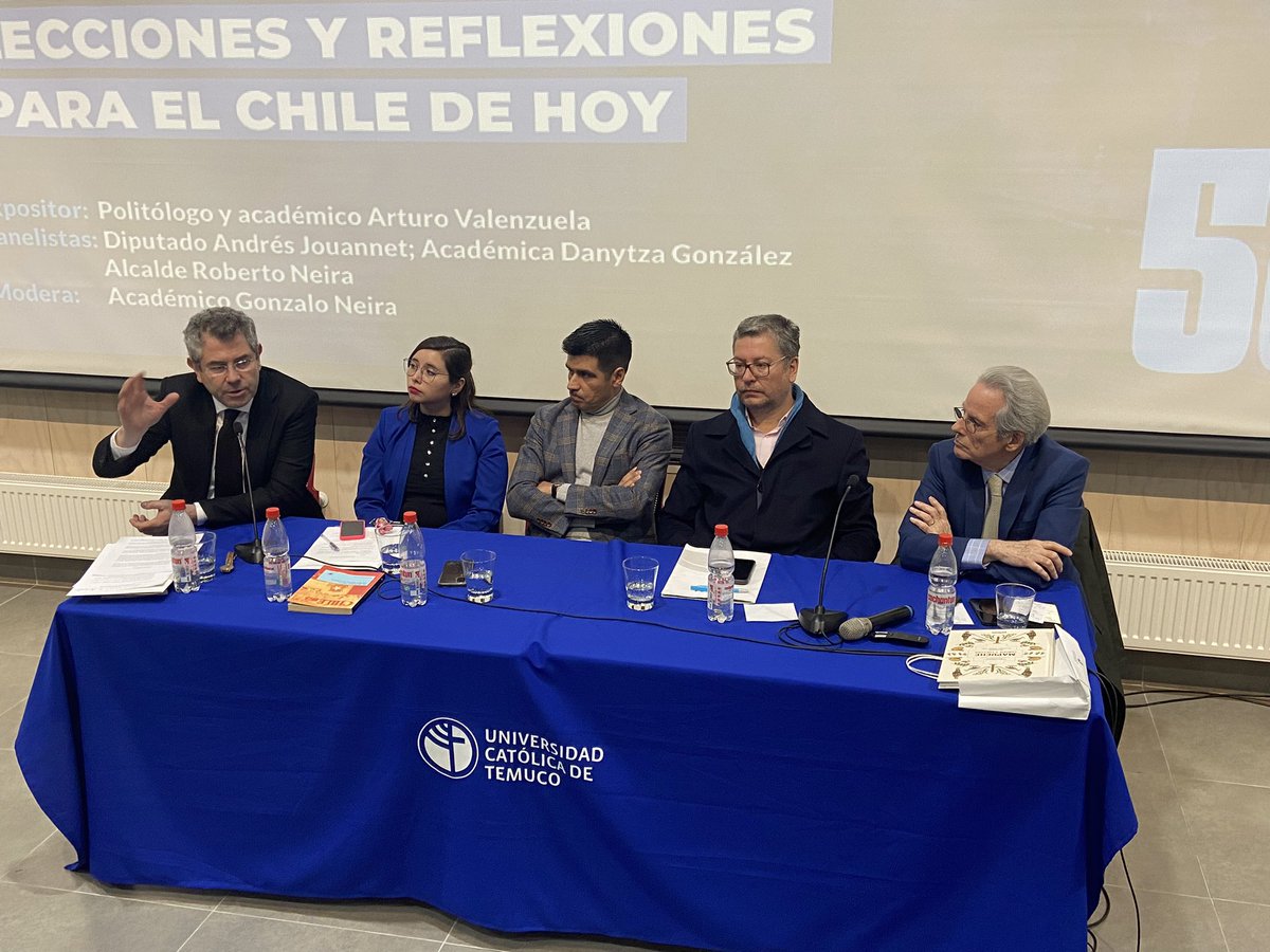 🔵En <a href="/UC_Temuco/">UC Temuco</a> se realiza la Charla y Panel: A 50 años del quiebre de nuestra democracia. Con el polítilogo Arturo Valenzuela, el Diputado <a href="/AndresJouannet/">Andrés Jouannet</a> Alcalde @NeiraTemuco y académicos UCT
🔘Con esta Actividad se inicia ciclo de conmemoración del Golpe de Estado. 
#somosuct