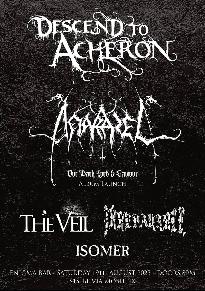 HodgsonPahl's tweet photo. Adelaide hellions, tonight at Enigma Bar! #descendtoacheron #anarazel #theveil #irreparable #isomer https://t.co/R0OLUInf7g