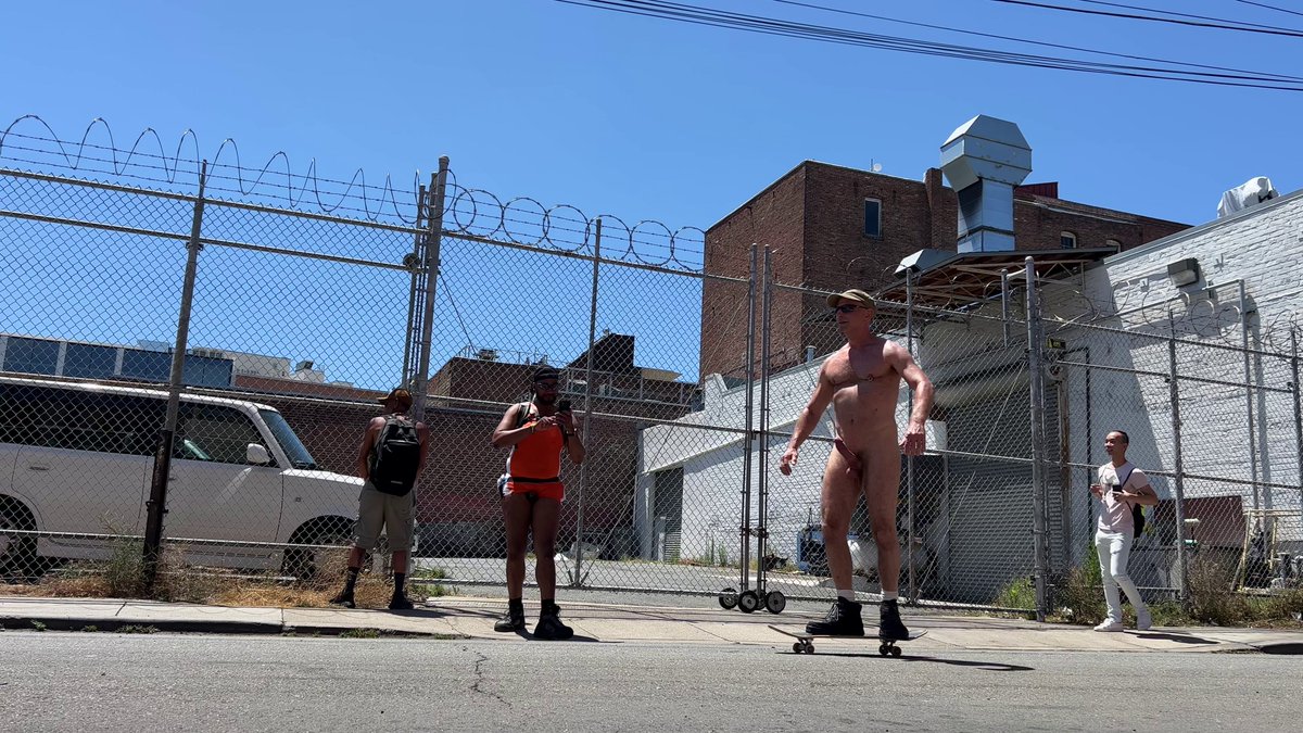 Dore Alley Fair, public masturbation of my big dick, sk8ing with a boner, and flying sperm cumshot. The guy at the end was a founder of SF Jacks. Now up on JFF. Link in the comments.
