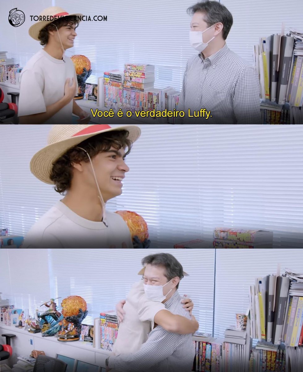 Iñaki Godoy (Luffy do live action) conhecendo o  Hiroyuki Nakano, que é simplesmente o editor-chefe da Shōnen Jump! 

fofo 🥹🤧 #ONEPIECE1071
