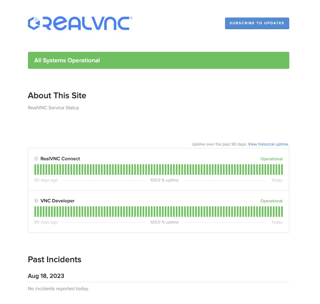 tiagogmc's tweet photo. I guess you can't trust @RealVNC status page? https://t.co/Q9oKS912kh