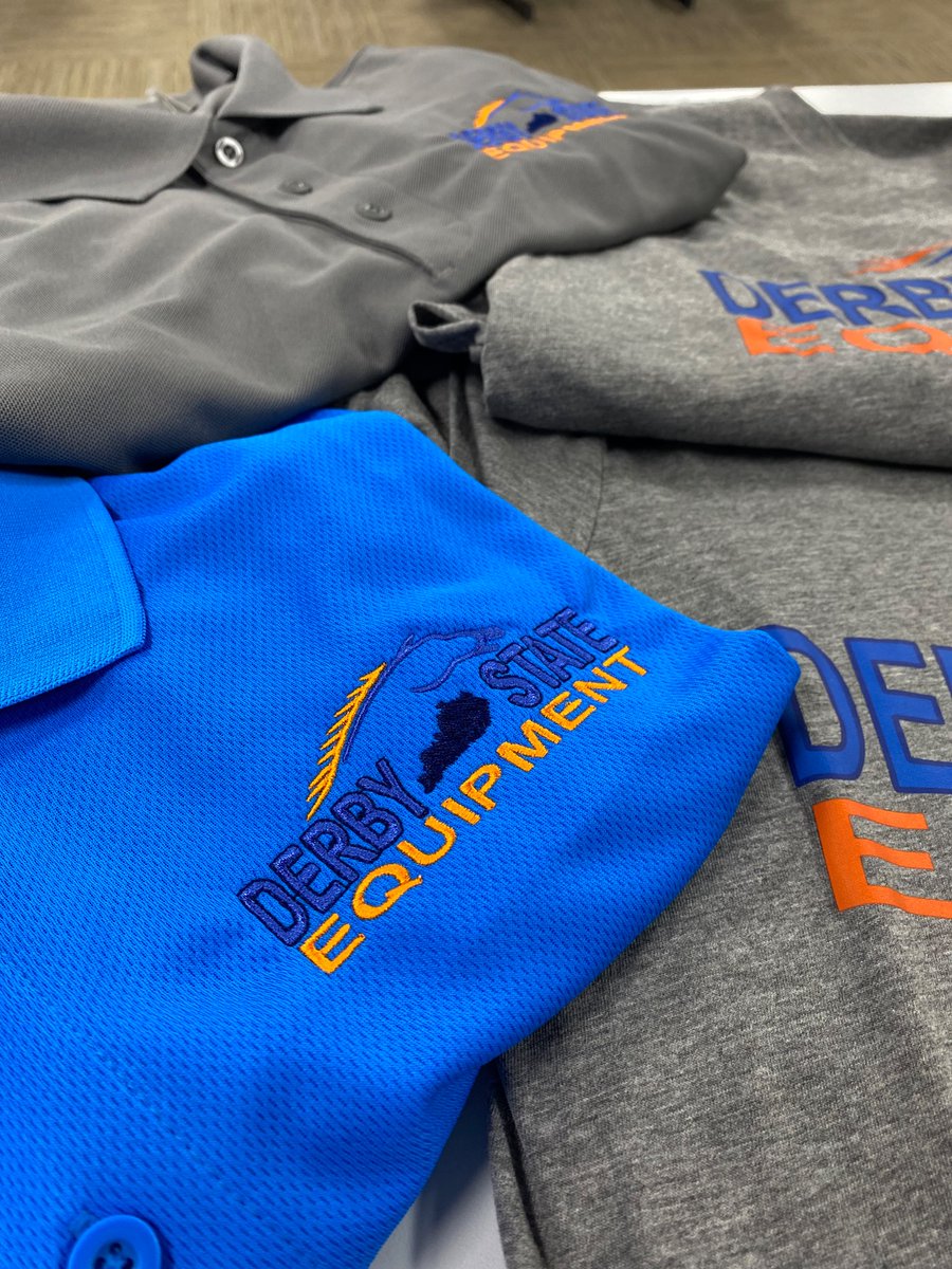 MagicMonograms's tweet image. Our friends at Derby State Equipment, got some beautiful screenprinting &amp;amp; embroidery done on some items recently. Their color choices of both logo and garment are 🔥
.
.
#LogoUp #Embroidery #Screenprinting #ScreenPrintShop #screenprint #repeatbusiness #repeatfriends