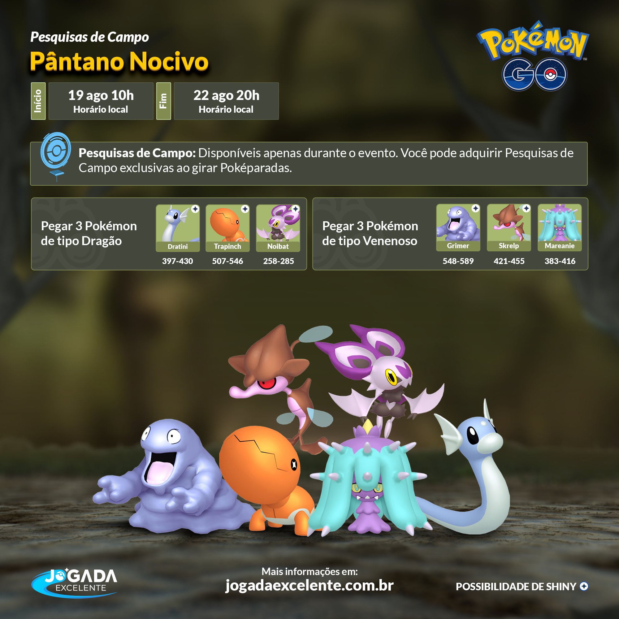 Jogada Excelente on X: Pokémon GO: Pesquisas de Campo disponíveis