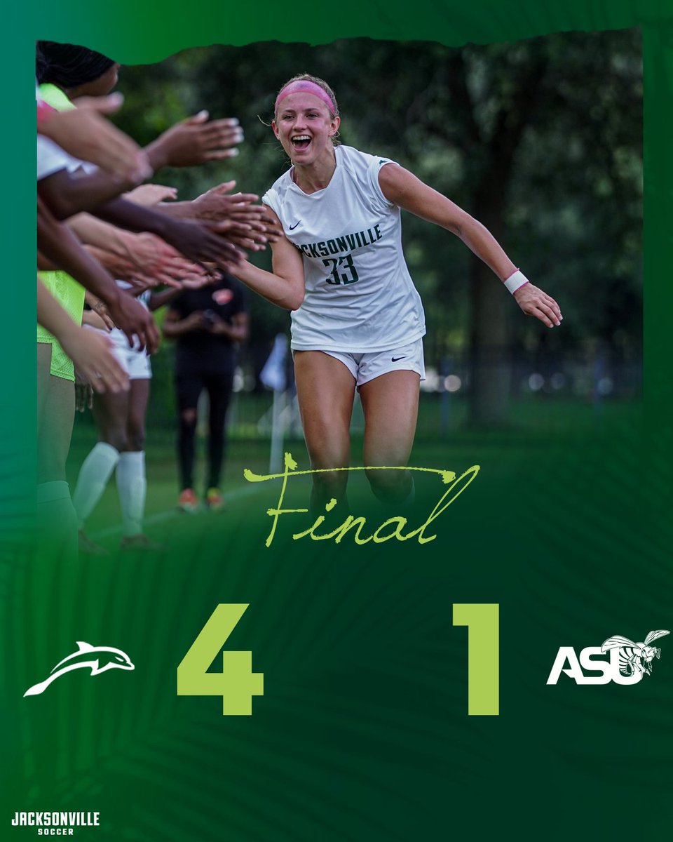 JAX_WSOC's tweet photo. Well, that's one way to start the 23'-24' season! Great performance ladies!🐬🐬

Pres. by @NorthFLSales 

#JUPhinsUp https://t.co/vsfLGU30NH