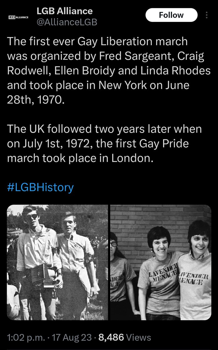 As usual erasing Brenda Howard from the creation of Pride. I'm sure it has nothing to do with the fact that her being a polyam Jewish bisexual sex worker into kink wouldn't play well with their conservative fanbase.