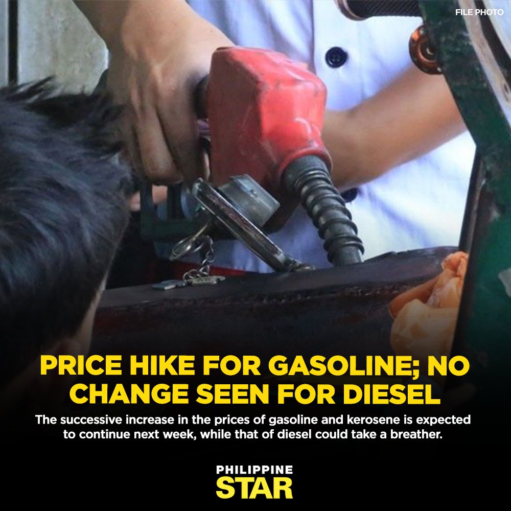 An oil industry source said indicative movement on pump prices for next week could be a potential upward adjustment of P0.90 to P1 per liter for gasoline, and no movement to a possible rollback of P0.05 per liter for diesel. bitly.ws/Srhc