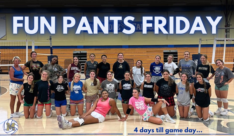 Ended our first full week of school with fun pants Friday! We’re ready for preseason classic tomorrow at Williston and first game day is only 4 days away… GO FALCONS! 🦅💙