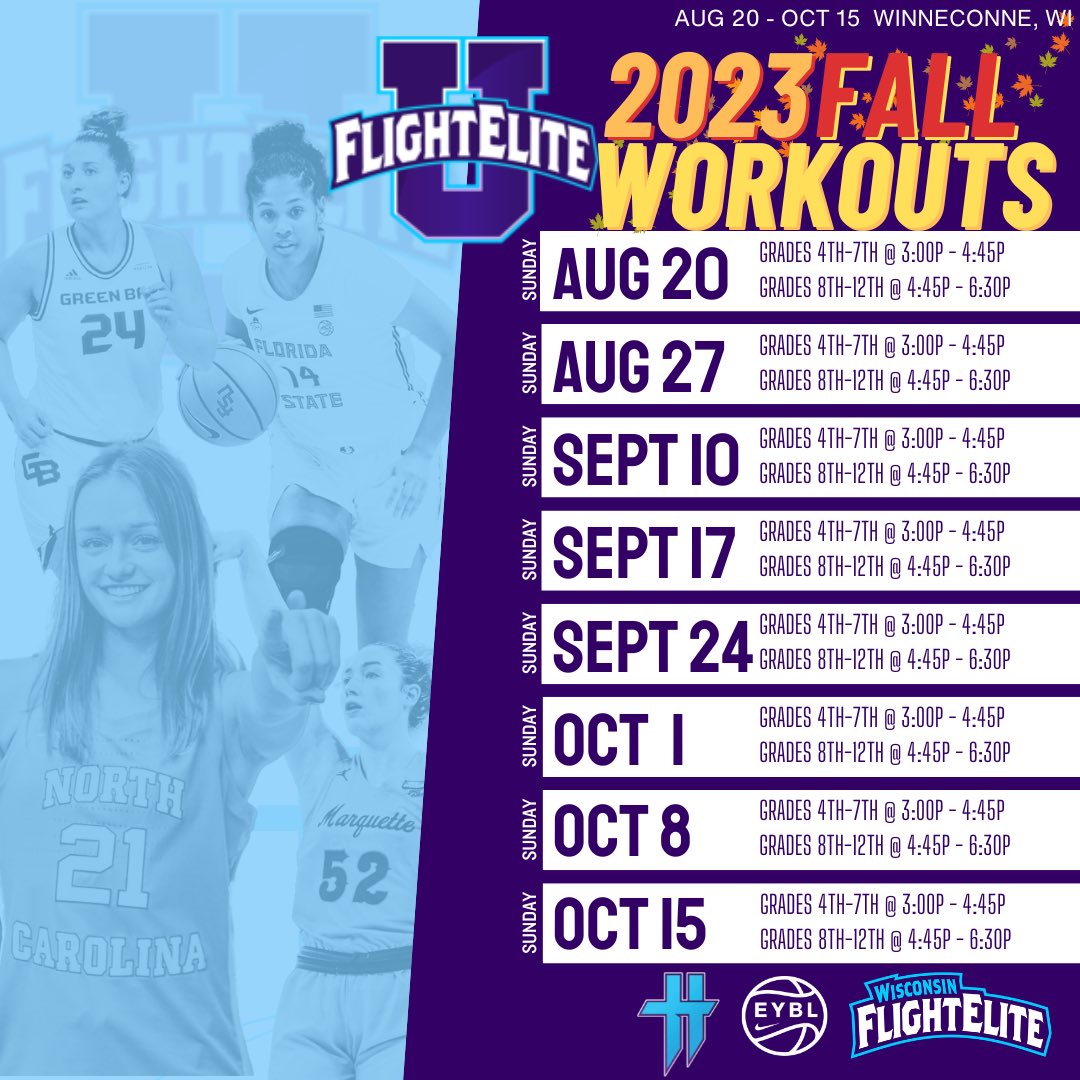 Team PRIME Nation GEYBL (@wiflightelite) on Twitter photo 🏀 Flight Elite U: Fall Camp 🏀
Flight Elite U Camp registration link is LIVE!! Don't miss out on Wisconsin's only girls' basketball camps powered by <a href="/NikeGirlsEYBL/">Nike Girls EYBL</a> & <a href="/TyHaliburton22/">Tyrese Haliburton</a>‼️
Take your game to the next level and learn from our Flight staff along with current and 🏀 Flight Elite U: Fall Camp 🏀
Flight Elite U Camp registration link is LIVE!! Don't miss out on Wisconsin's only girls' basketball camps powered by <a href="/NikeGirlsEYBL/">Nike Girls EYBL</a> & <a href="/TyHaliburton22/">Tyrese Haliburton</a>‼️
Take your game to the next level and learn from our Flight staff along with current and