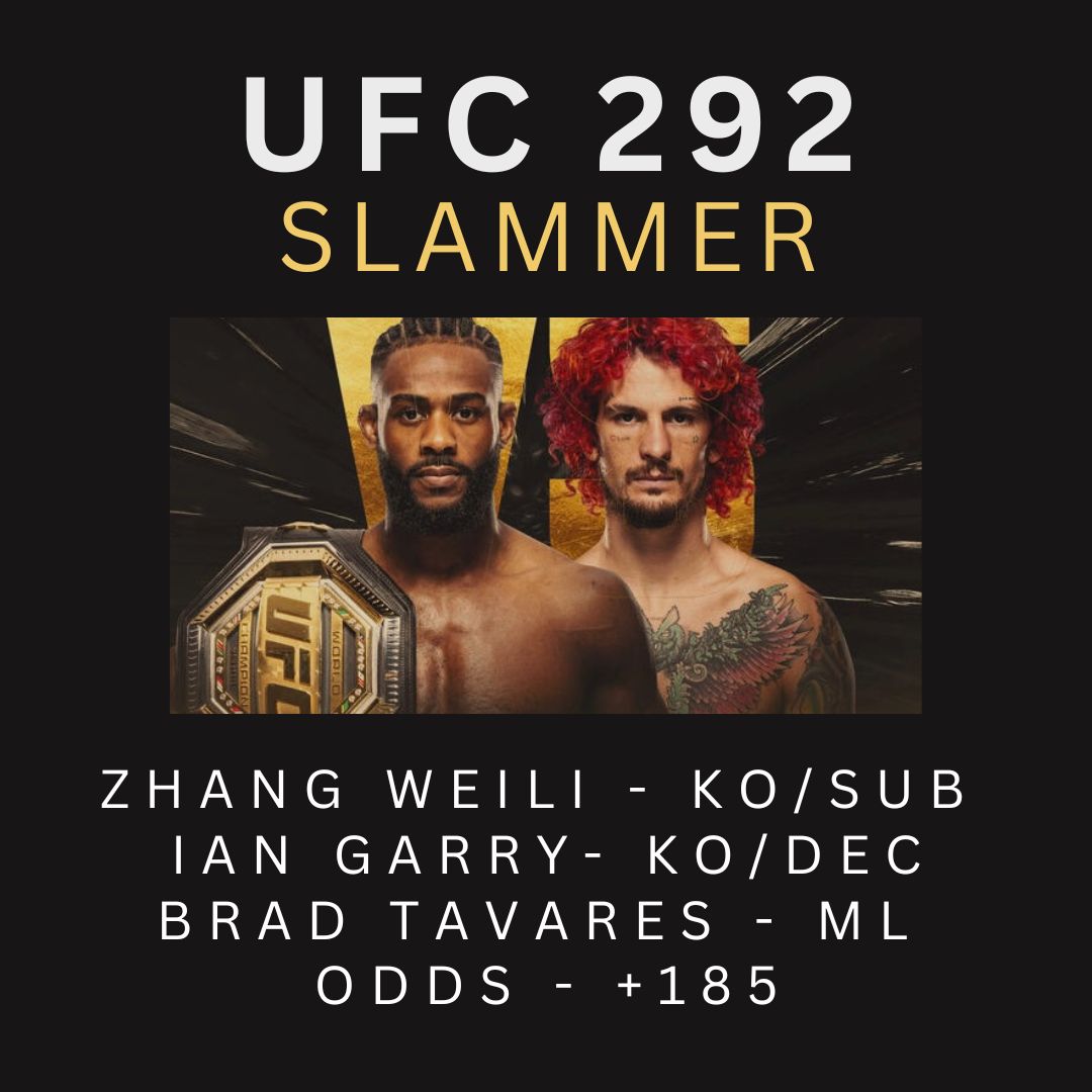 #UFC292 #1 SLAMMER LOCK

ZHANG WEILI - KO/SUB
IAN GARRY- KO/DEC
BRAD TAVARES - ML
ODDS - +185

#UFCPicks #UFCBets #UFC #MMATwitter  #FightPicks #GamblingTwitter