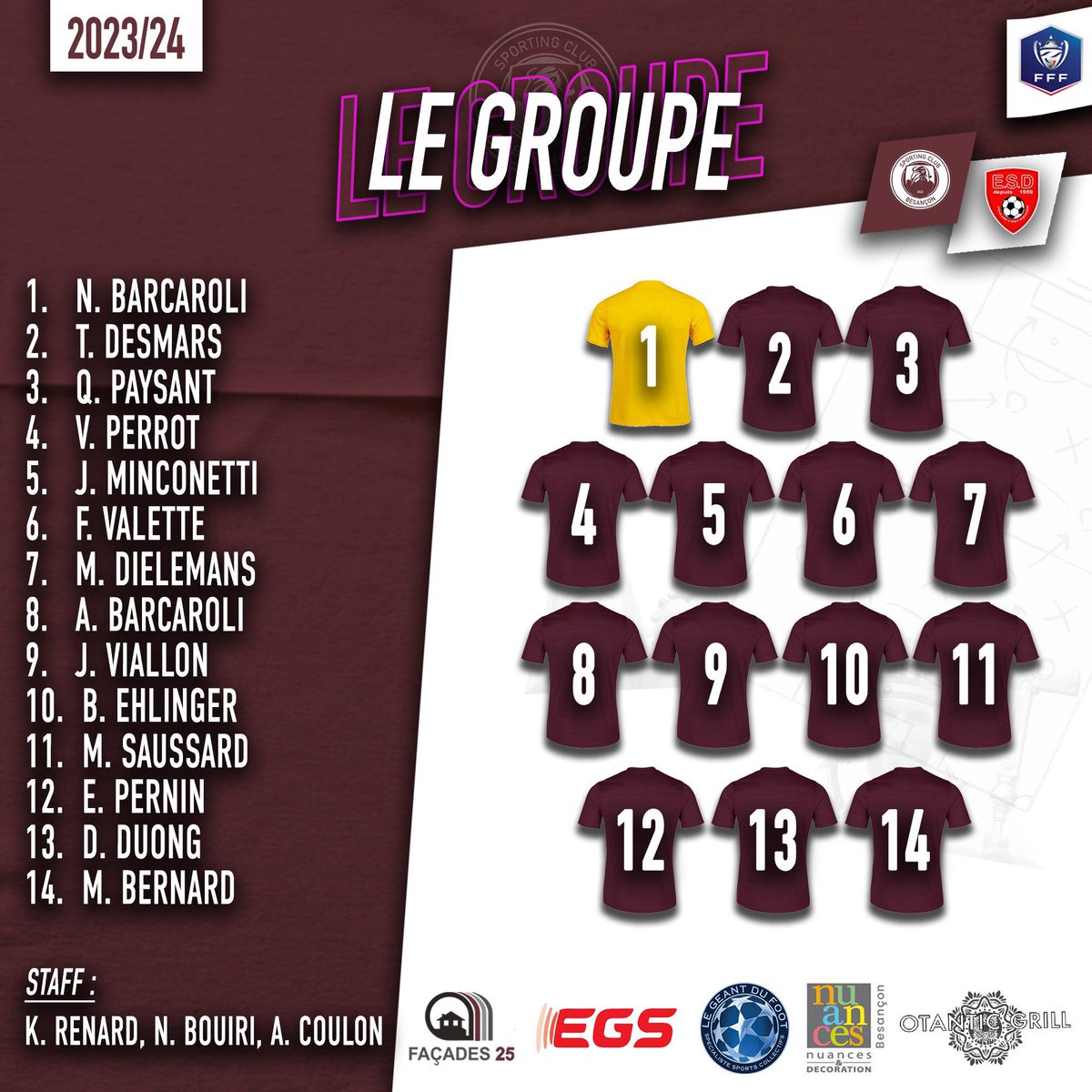 SportingClubBes's tweet photo. Le groupe qu’ira  défier l’ ES Danemarie ce dimanche 20 août à 15h00 sur le synthétique à Saint-Claude. 
Buvette sur place 🍺 🥪 🍦 
Venez nombreux !!!! https://t.co/zBgG0Dc8nN