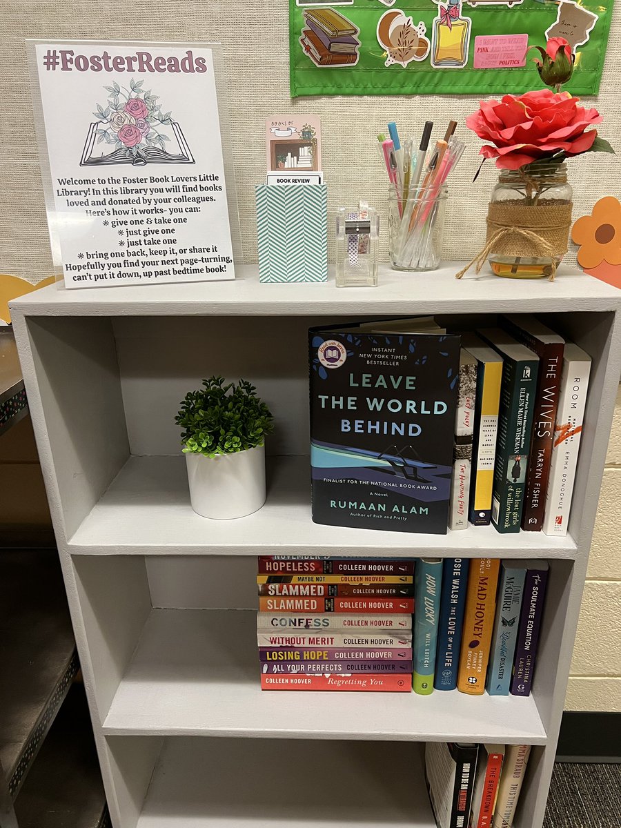 Loving the way this self-care corner for colleagues is shaping up in the IC room 😻 And our little library for book swapping is 🙌🏼🔥❤️ #FosterReads #literacycommunity <a href="/HumbleISD_FE/">Foster Elementary</a>