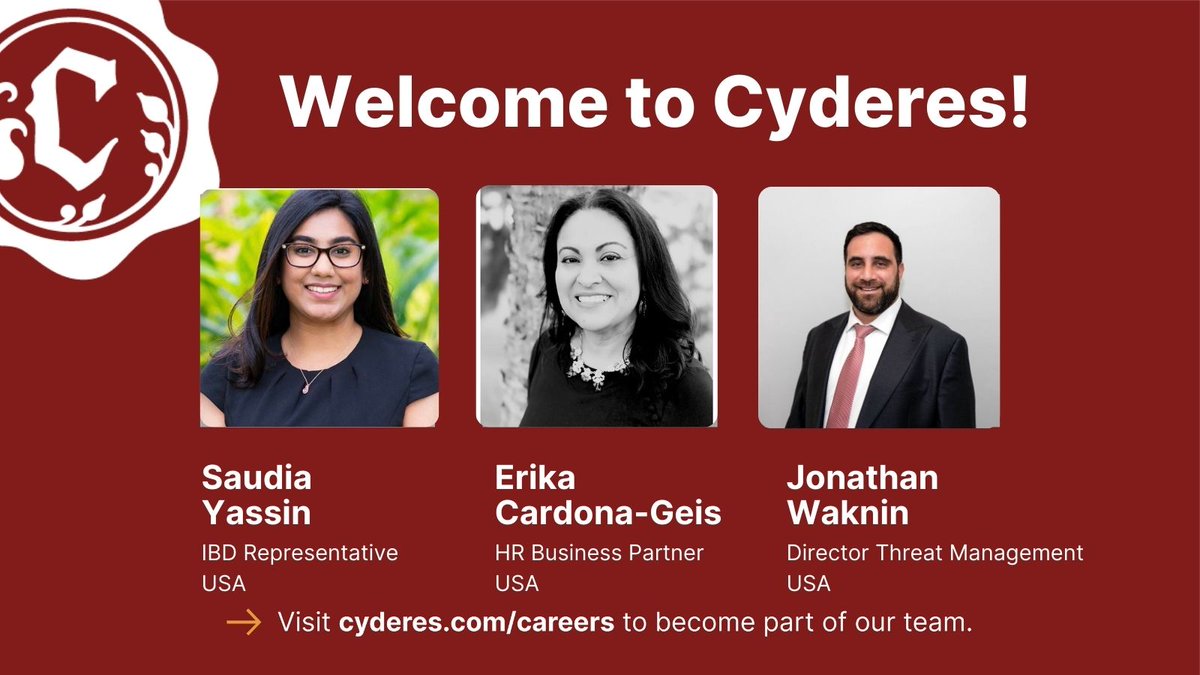 Cyderes's tweet photo. Say hello to the newest members of our team๐
These brilliant Cyderians will join our mission to provide best-in-class security to our clients.
#NewHire #Cyderians #cybersecurity #Cyderes https://t.co/qP3nJ0yHd4
