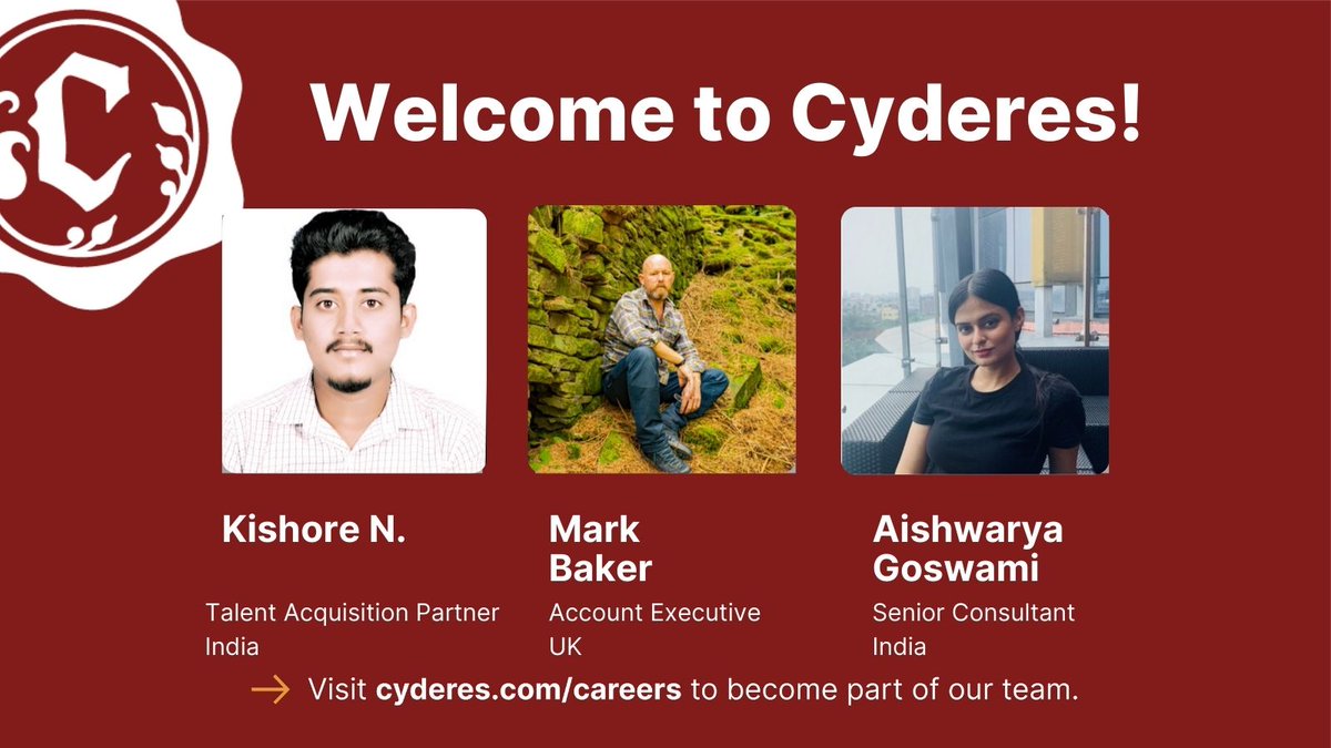 Cyderes's tweet photo. Say hello to the newest members of our team๐
These brilliant Cyderians will join our mission to provide best-in-class security to our clients.
#NewHire #Cyderians #cybersecurity #Cyderes https://t.co/qP3nJ0yHd4