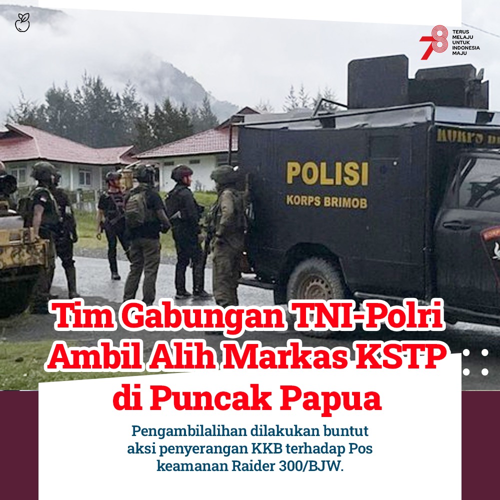 Tim TNI-Polri Kuasai Markas KKB di Gome Puncak Papua!

Tim gabungan TNI/Polri kini menguasai markas kelompok kriminal bersenjata (KKB) pimpinan Numpuk Terengganu di Gome, Kabupaten Puncak, Papua Tengah. Sejumlah barang bukti diamankan.

#SavePapua_HancurkanKSTP
Malaysia Indonesia