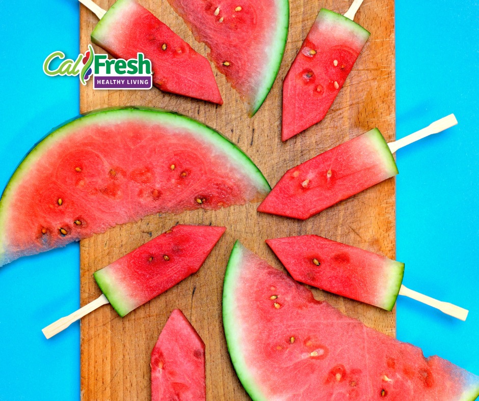 Who said healthy snacks have to be boring? Add a popsicle stick to watermelon slices to make an easy snack for kids. 🍉

#HealthyFresnoCounty #CalFreshHealthyLivingFresno