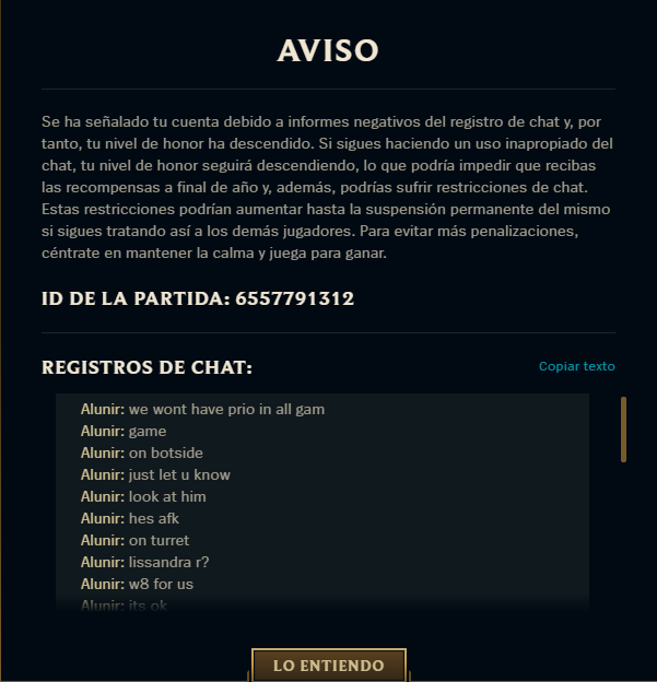 Aluuniir's tweet photo. el sistema de restricciones y bans de @riotgames lo ha programado literalmente un mono. https://t.co/GZykIVAyIa