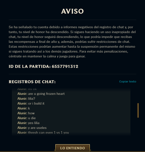 Aluuniir's tweet photo. el sistema de restricciones y bans de @riotgames lo ha programado literalmente un mono. https://t.co/GZykIVAyIa