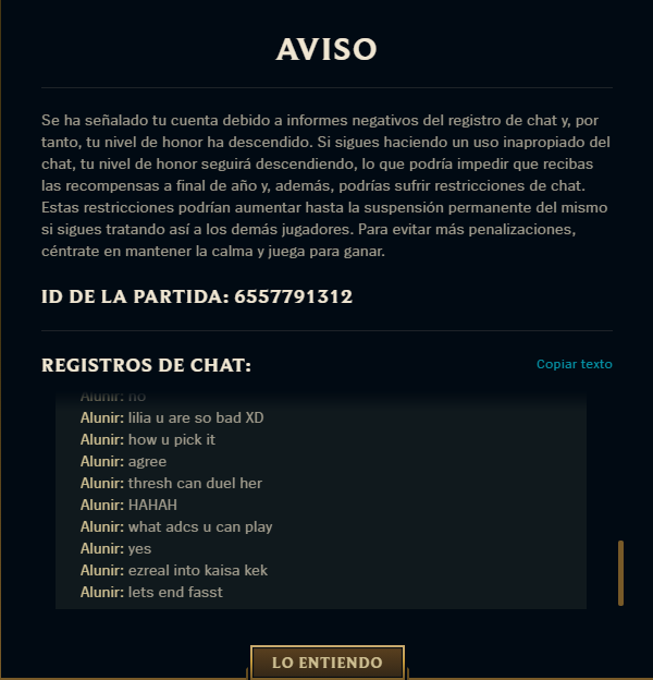 Aluuniir's tweet photo. el sistema de restricciones y bans de @riotgames lo ha programado literalmente un mono. https://t.co/GZykIVAyIa