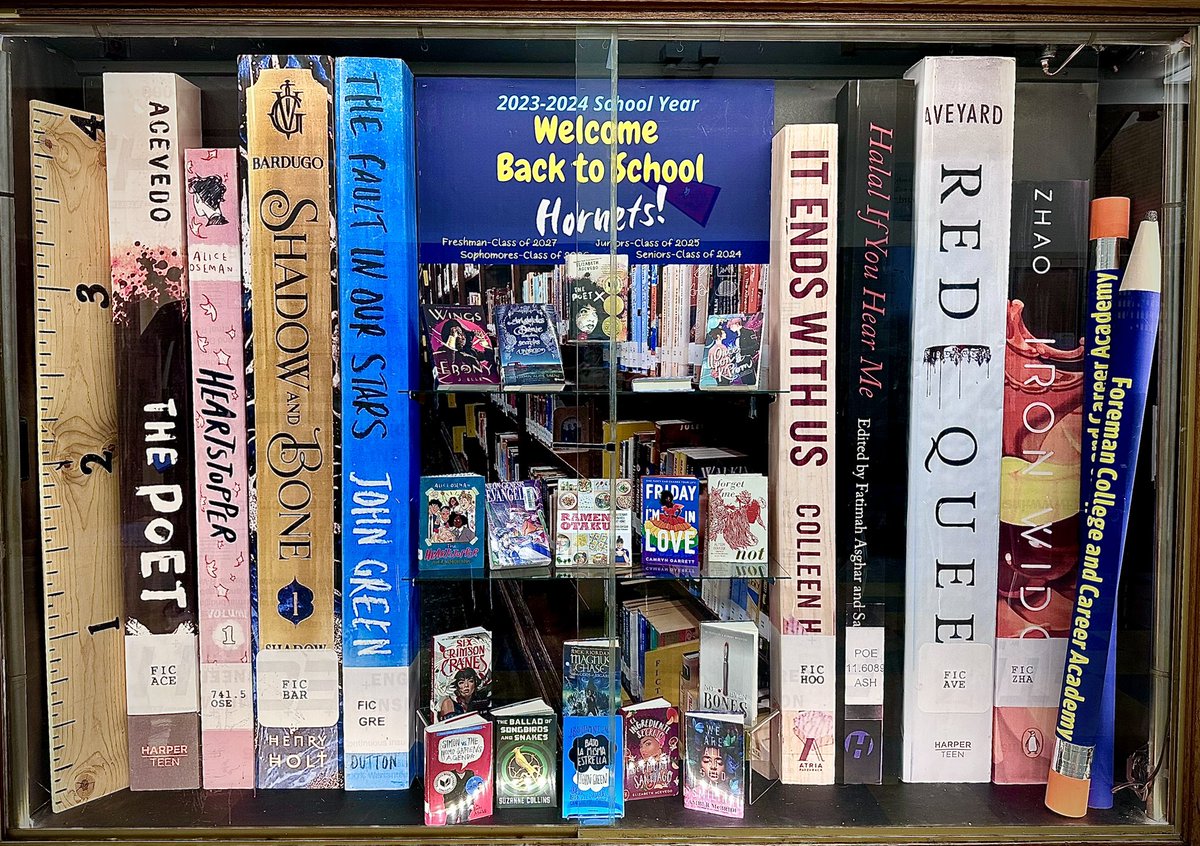 It always seems to be our main display to set the tone. Thank you to our librarian Ms. Donnelly &amp; scheduler Mr Garces for their creativity in welcoming our Hornets this school year. #ForemanPRIDE