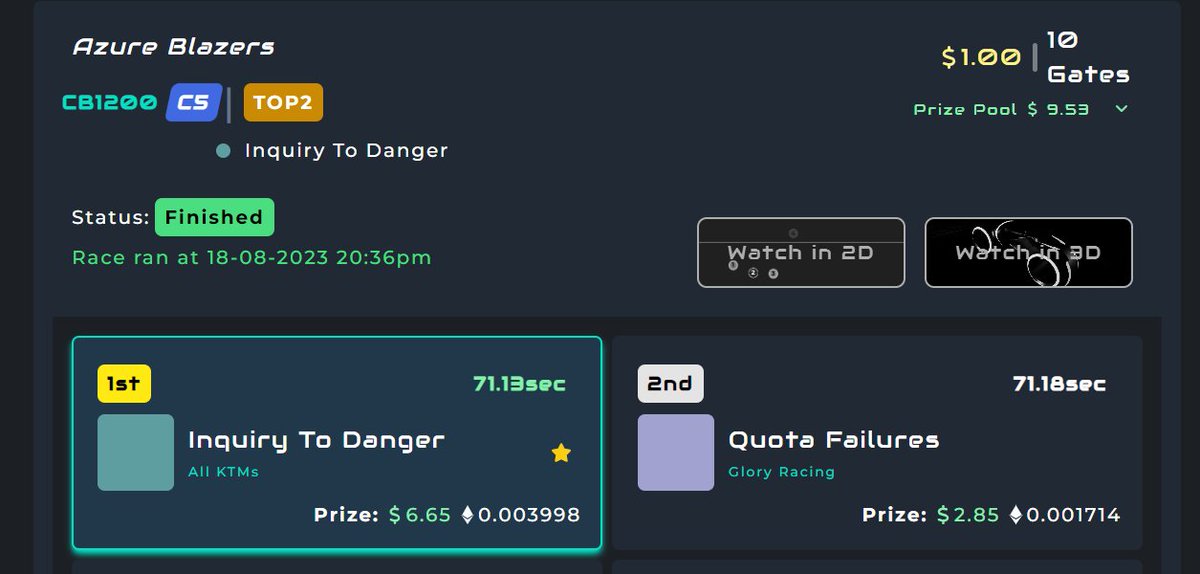 Got a W in tonight's qualifiers <a href="/DNARacing2023/">DNA Racing</a> is fun! Feels like 2 years ago in that other game...