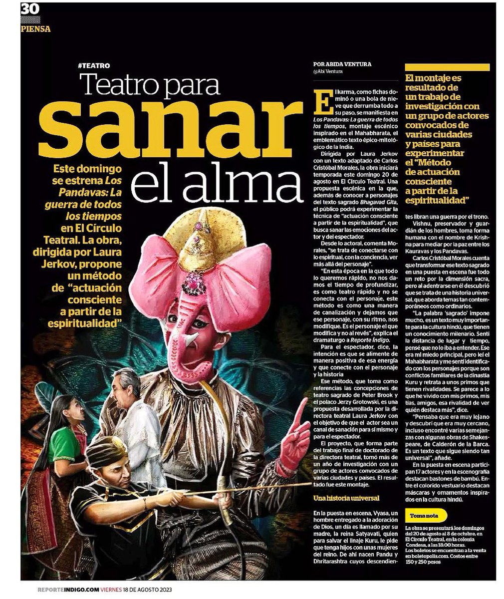 Una obra de teatro para el despertar de consciencia:  Bhagavad Gita. Los Pandavas: La guerra de todos los tiempos.  El Mahabharata. 

Venta de boletos disponibles en blt.mx/kkh
Sigan nuestras redes sociales! 

#teatro #drama #Krishna #actuacion #arte #CarteleraCDMX